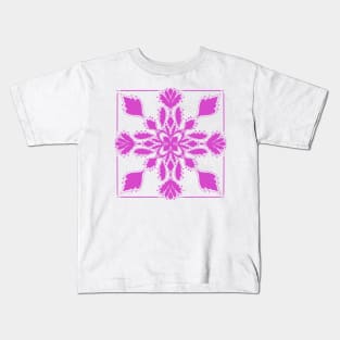 Acanthus Tile in Pink on White Background Kids T-Shirt